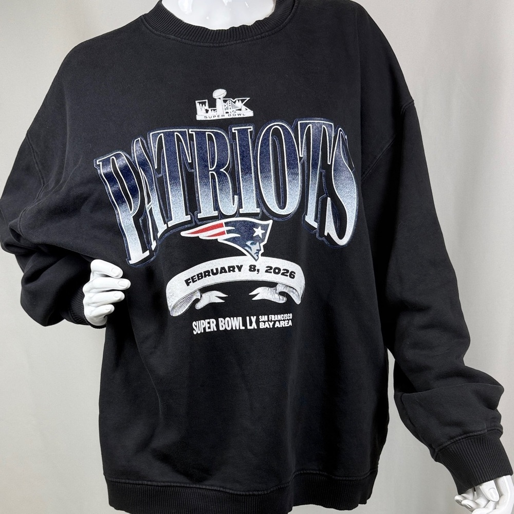 Patriots Super Bowl LIX Black Sweatshirt Size XL
